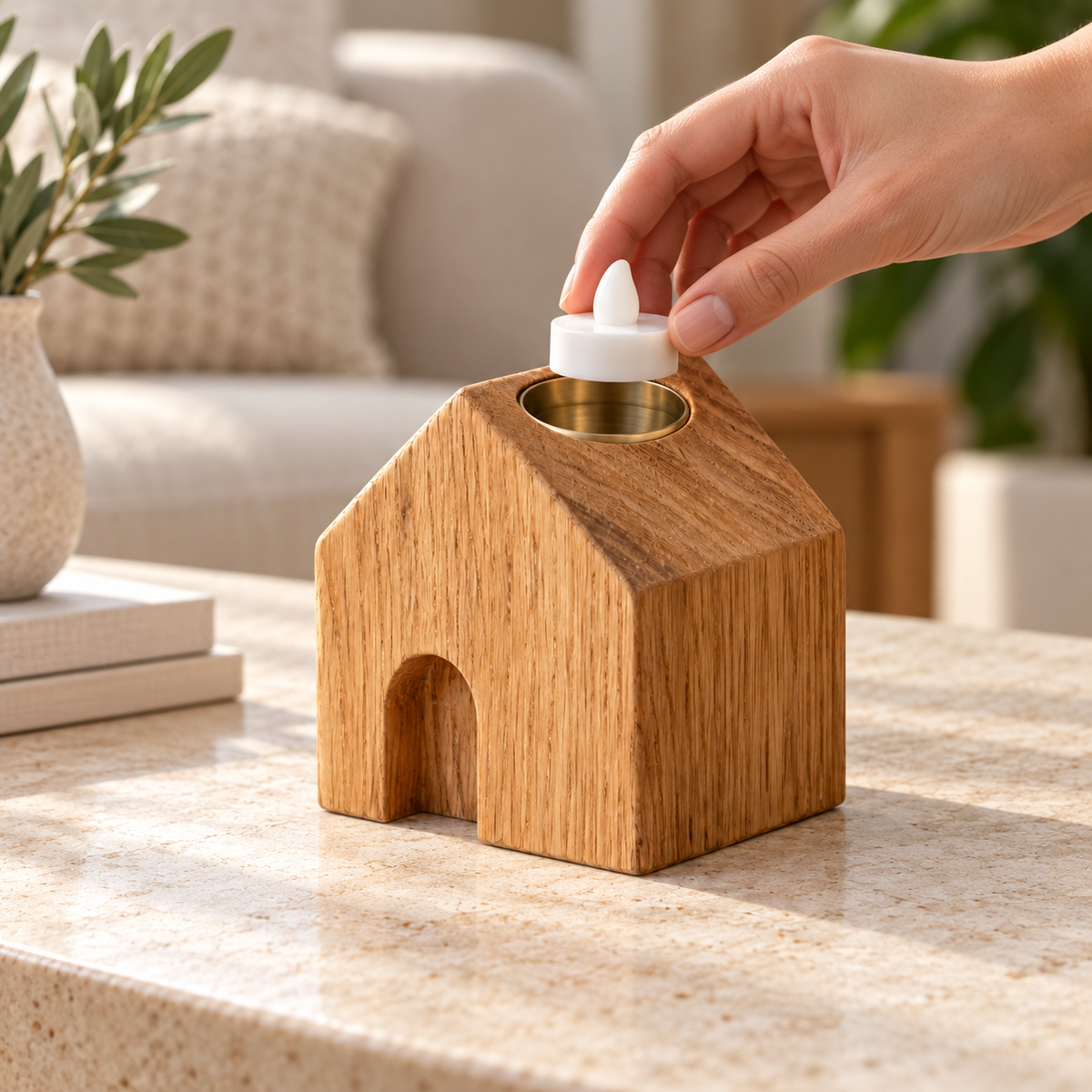 House-Shaped LED Tealight Holder