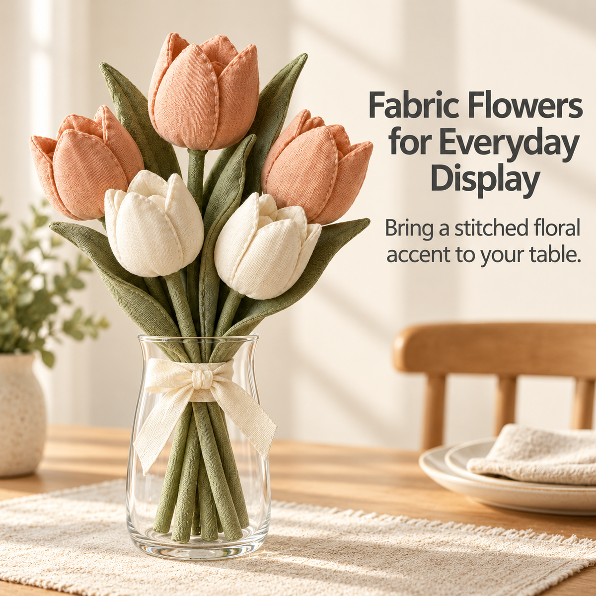 Fabric Tulip Bouquet for Home Decor