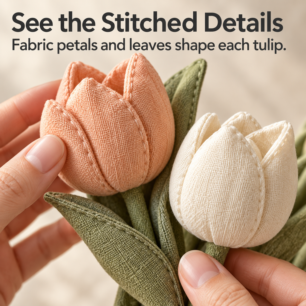 Fabric Tulip Bouquet for Home Decor