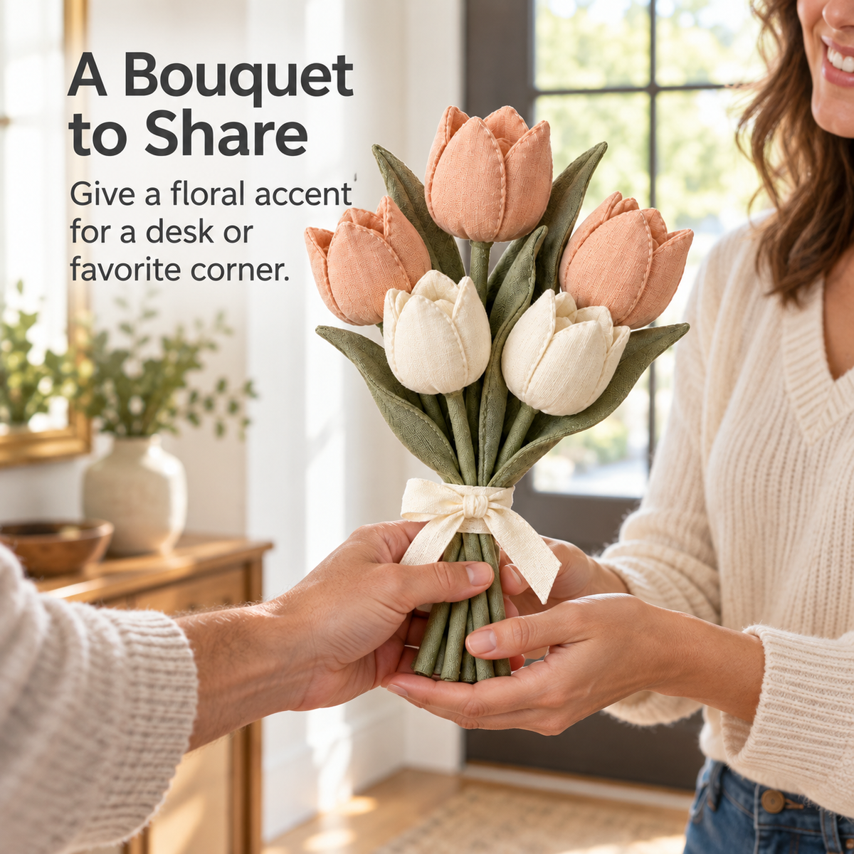 Fabric Tulip Bouquet for Home Decor