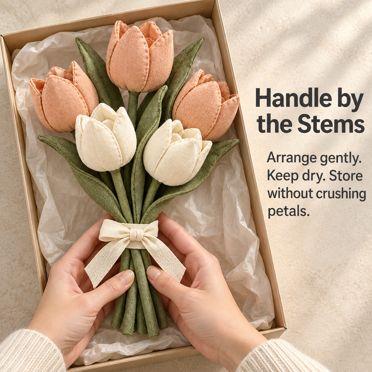Fabric Tulip Bouquet for Home Decor