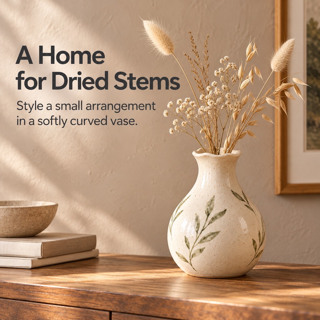 Leaf-Pattern Vase for Dried Stems