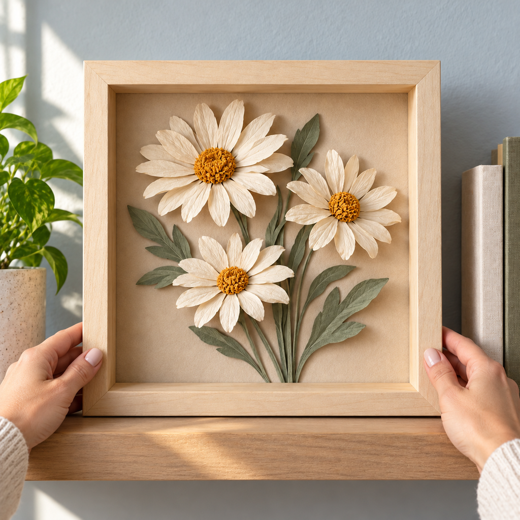 Layered Paper Daisy Shadow Box