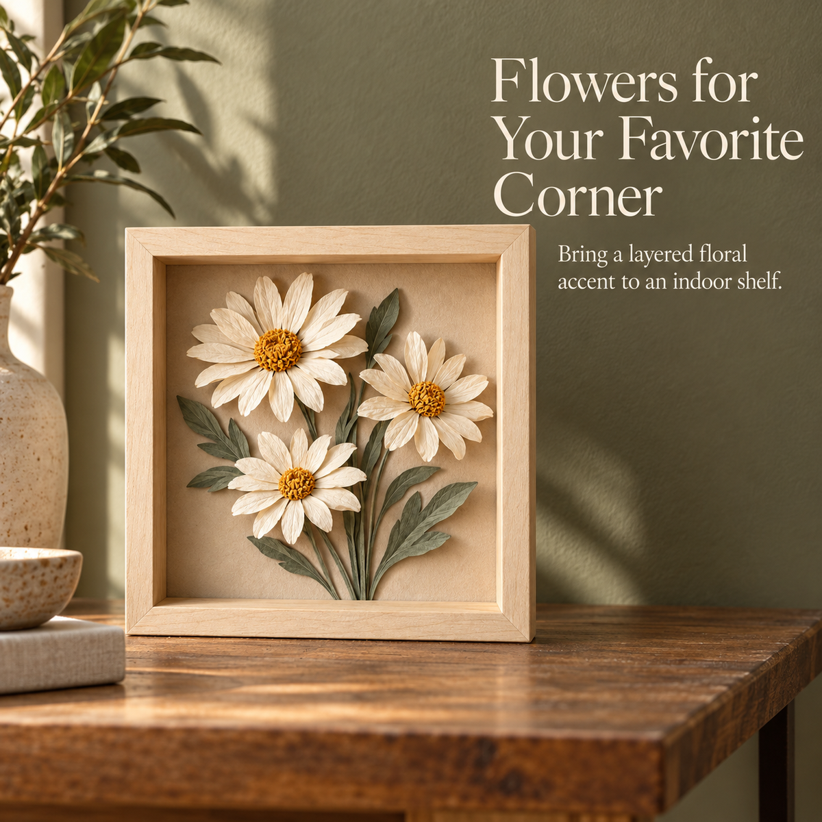 Layered Paper Daisy Shadow Box